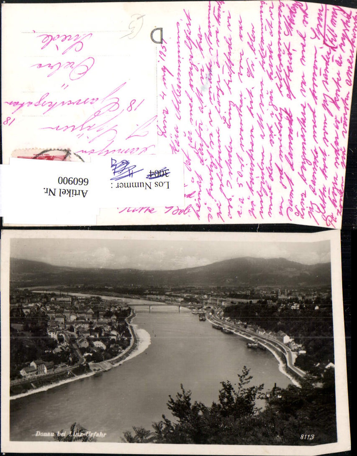 660900,Foto Ak Linz a. d. Donau Donau b. Linz-Urfahr