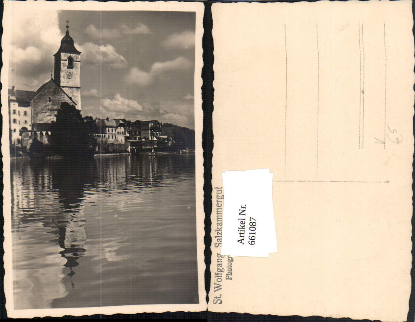 661087,Foto Ak St. Wolfgang im Salzkammergut Ansicht mit Kirche pub Gastberger