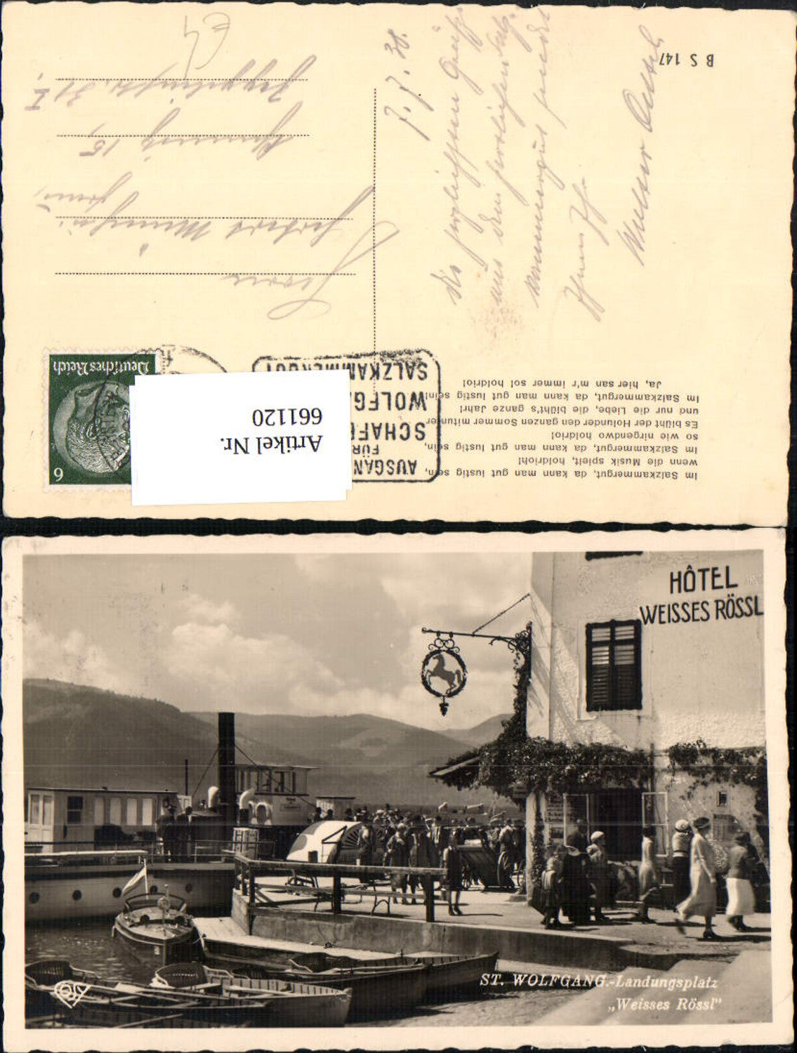 661120,Foto Ak St. Wolfgang im Salzkammergut Landungsplatz Weisses Rössl Dampfer