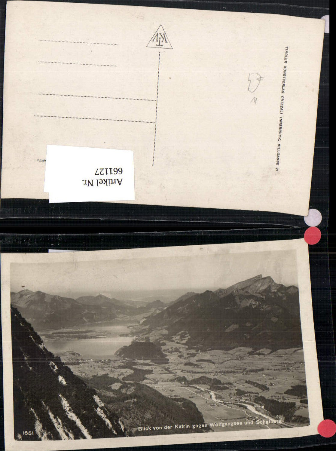 661127,Foto Ak St. Wolfgang im Salzkammergut Blick v. d. Katrin auf Schafberg