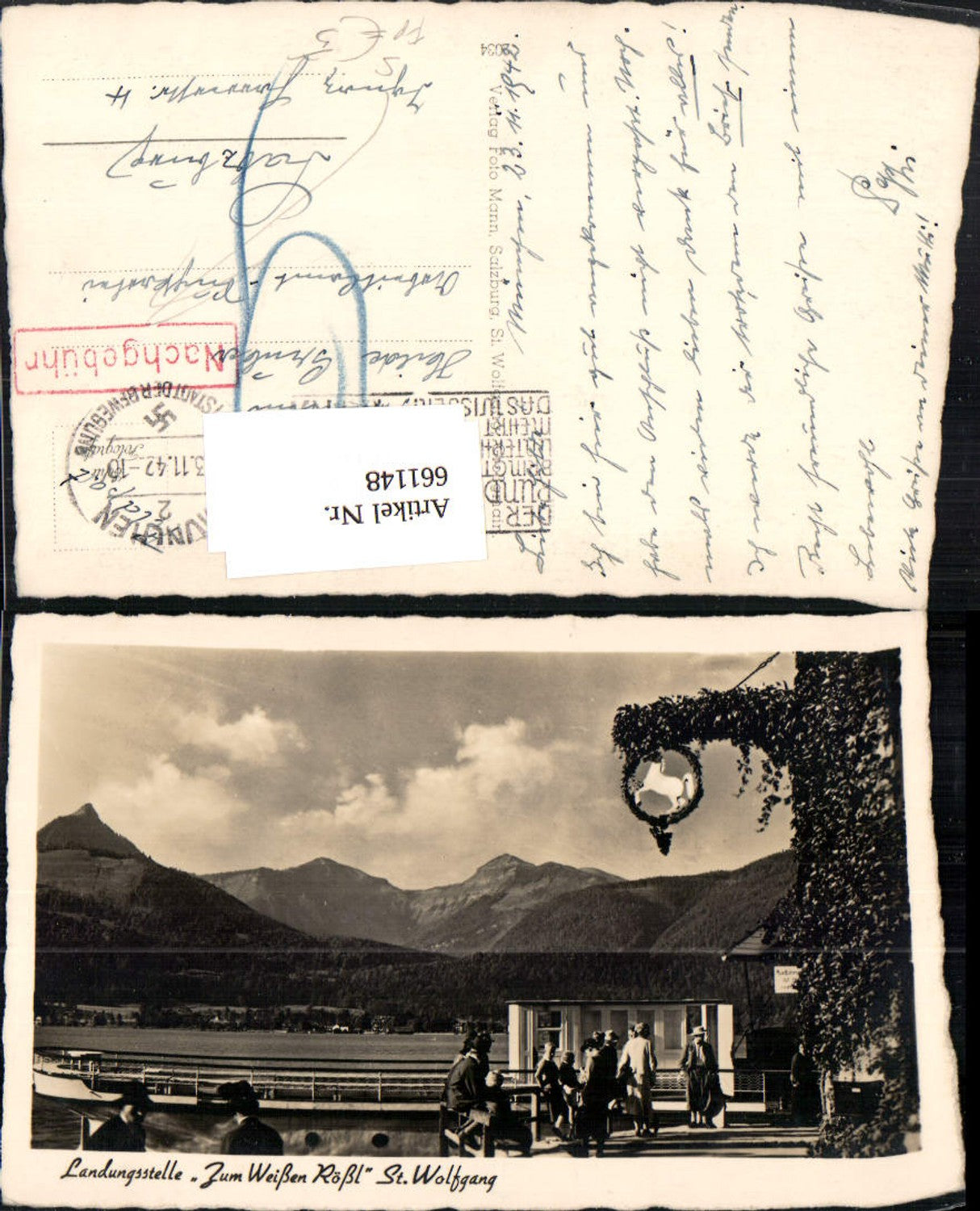 661148,St. Wolfgang i. Salzkammergut Landungsstelle Weisses Rössl Nachgebühr Feldpost