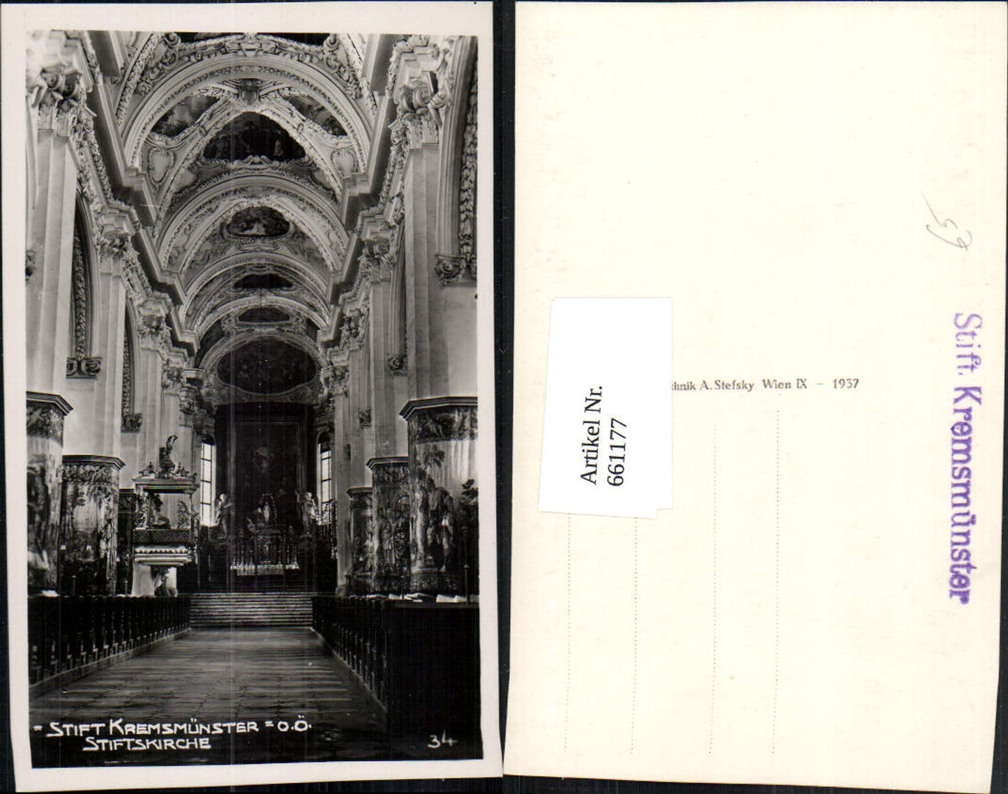 661177,Foto Ak Stift Kremsmünster Stiftskirche Innenansicht
