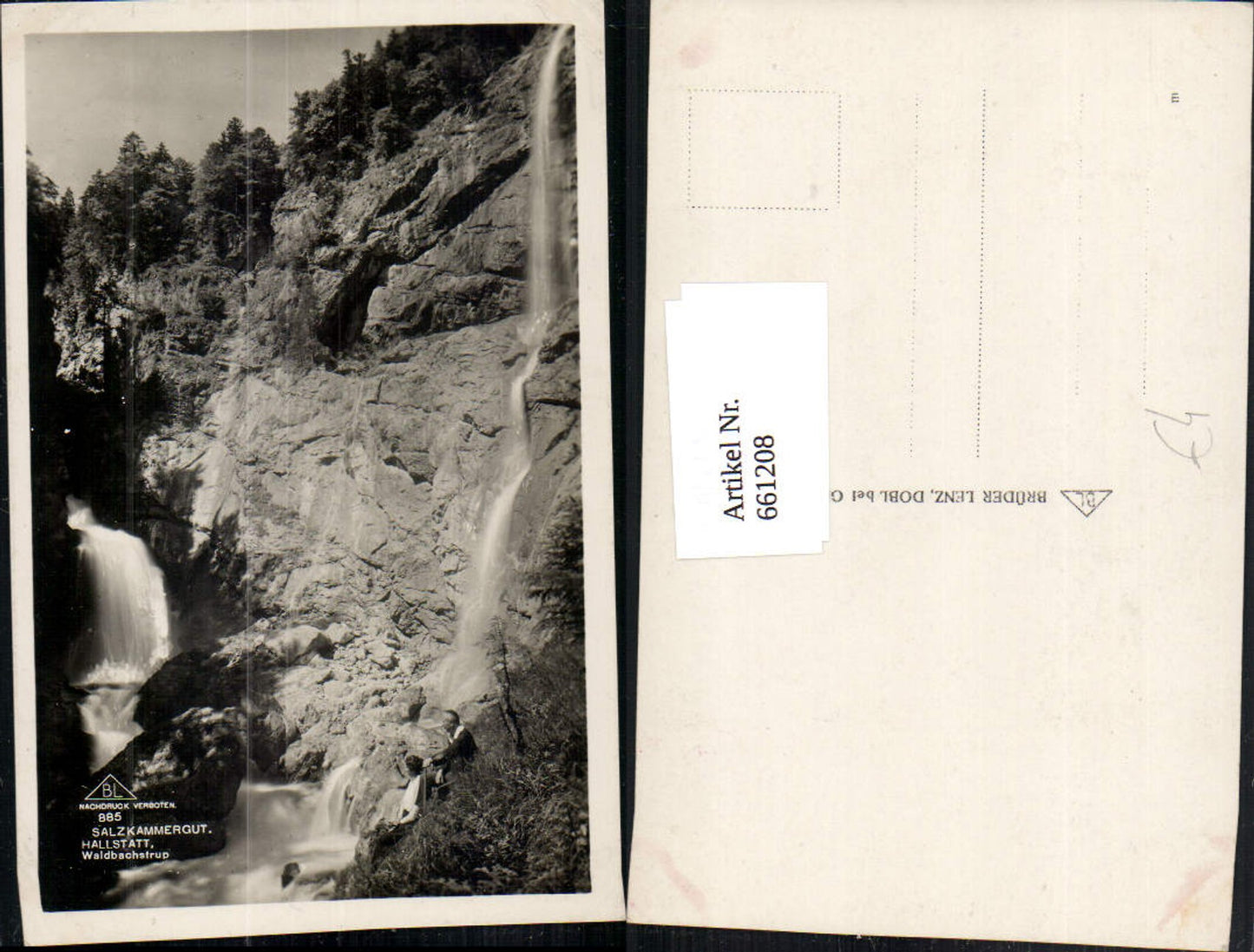 661208,Foto Ak Hallstatt Waldbachstrup Wasserfall Salzkammergut