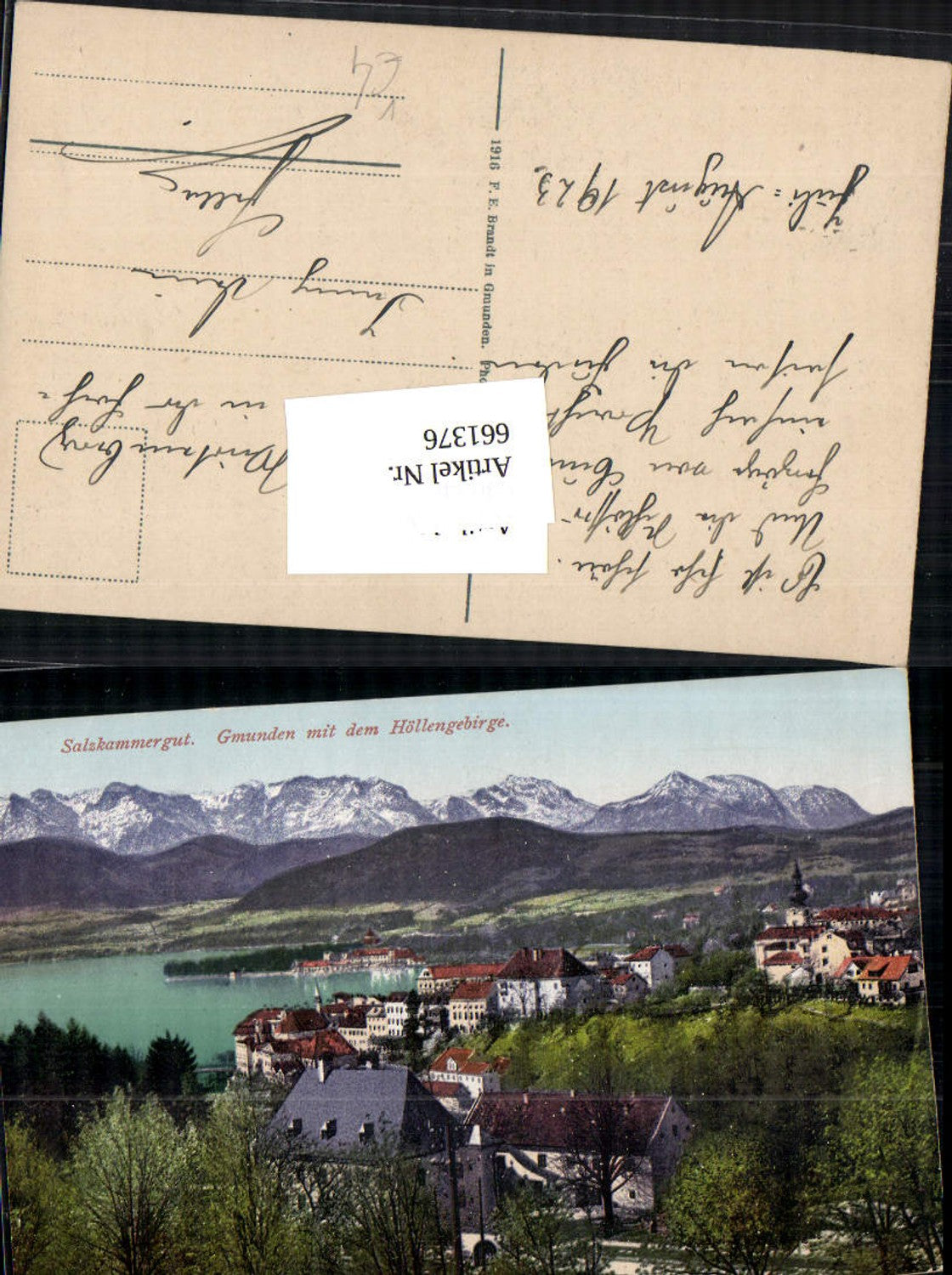 661376,Gmunden mit dem Höllengebirge Salzkammergut pub F. E. Brandt 1085