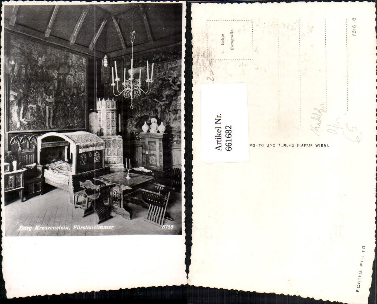 661682,Foto Ak Burg Kreuzenstein Fürstenzimmer Interieur Leobendorf Kachelofen Ofen
