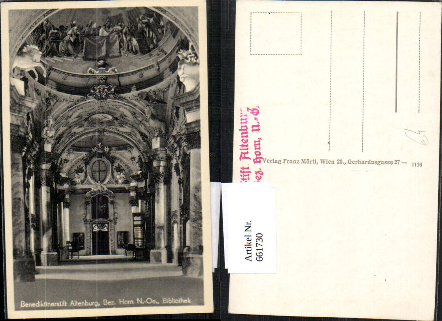 661730,Foto Ak Altenburg Benediktinerstift Bibliothek Innenansicht