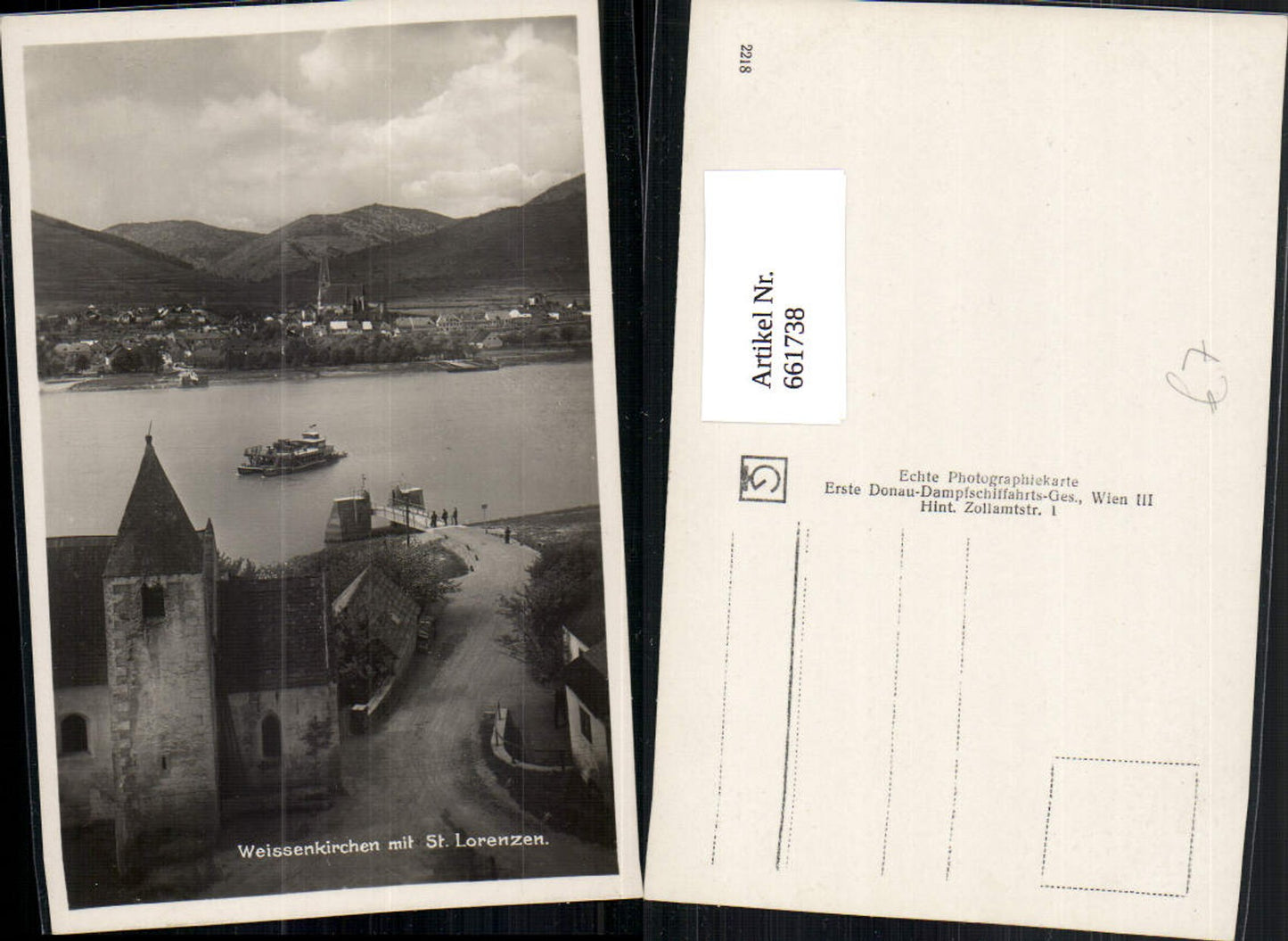 661738,Foto Ak Weißenkirchen mit St Lorenzen Wachau Schiff Dampfer