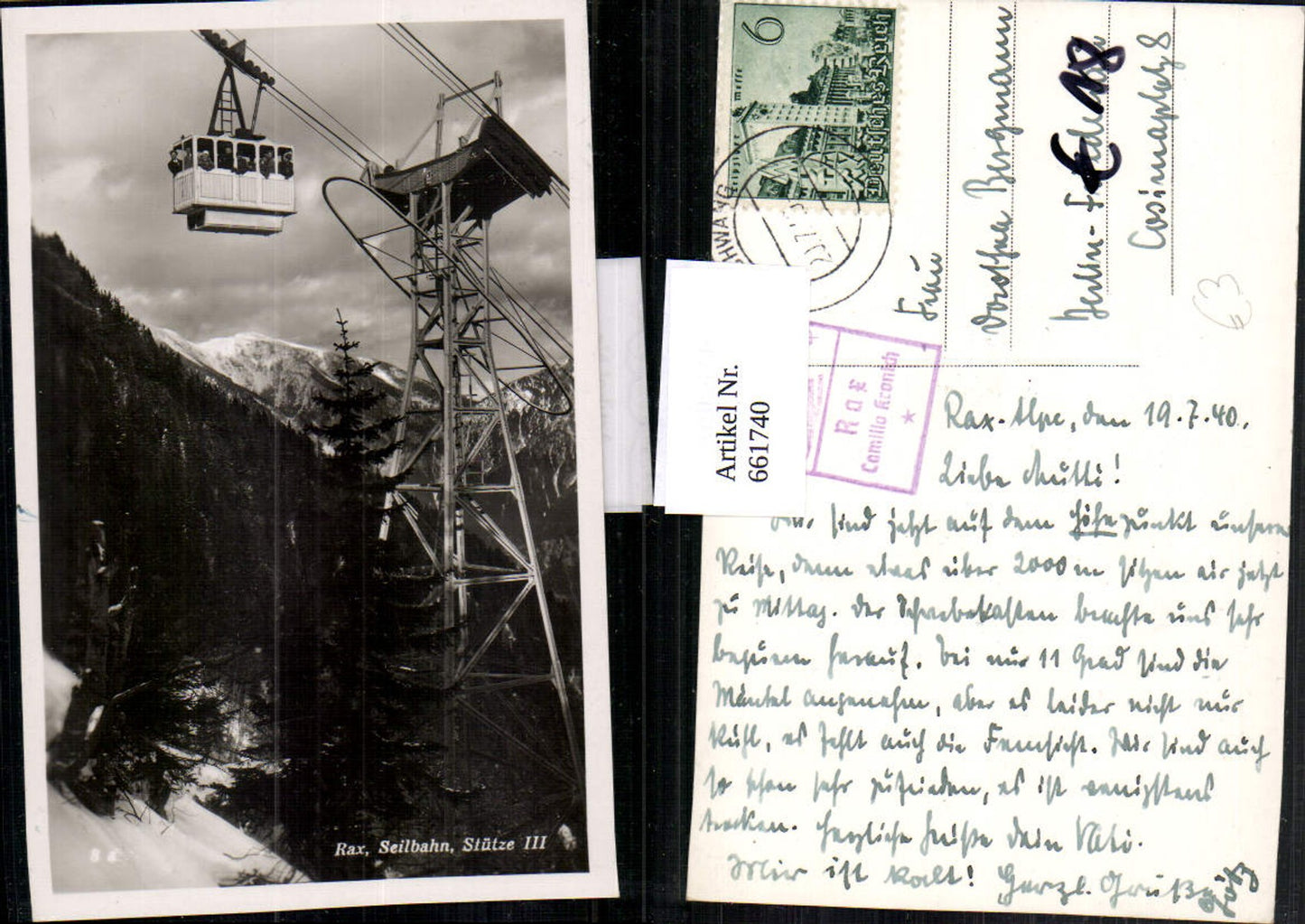 661740, Photo Ak Rax cable car support III gondola Reichenau ad Rax