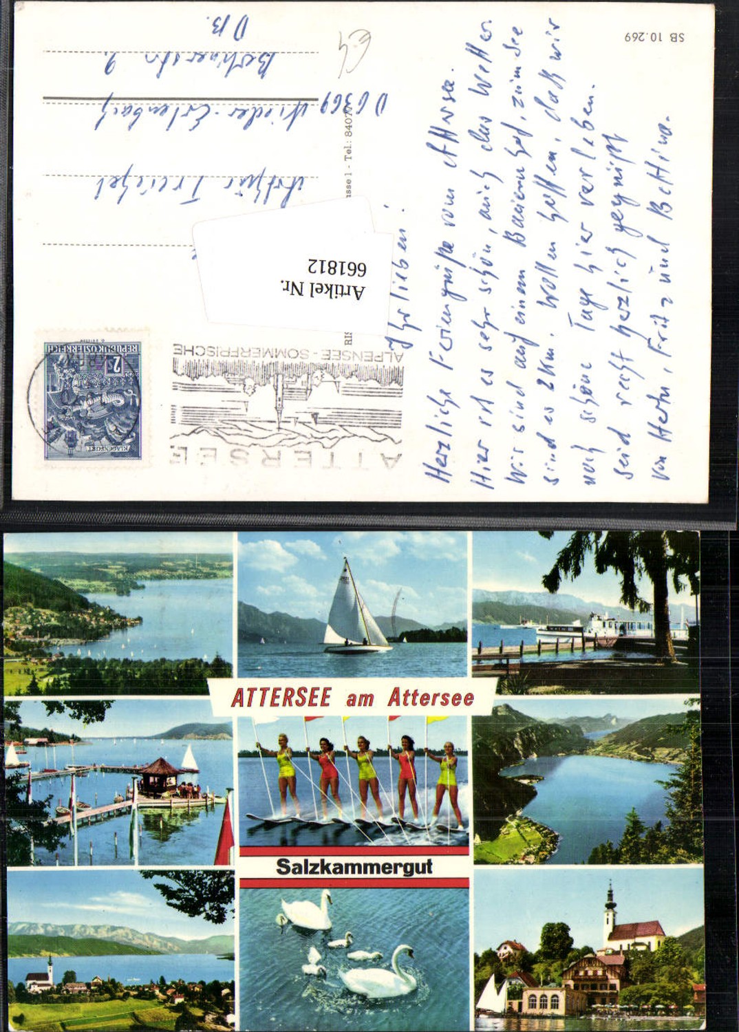 661812,Mehrbild Ak Attersee a. Attersee Wasserski Wassersport Segeln