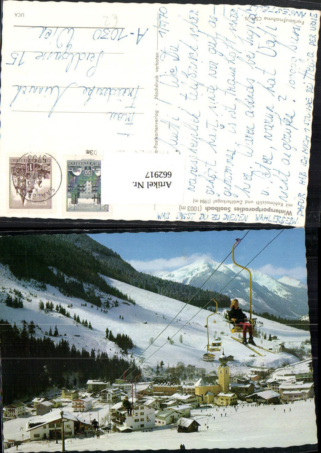 662917,Saalbach-Hinterglemm Kohlmaislift Zwölferkogel Wintersport