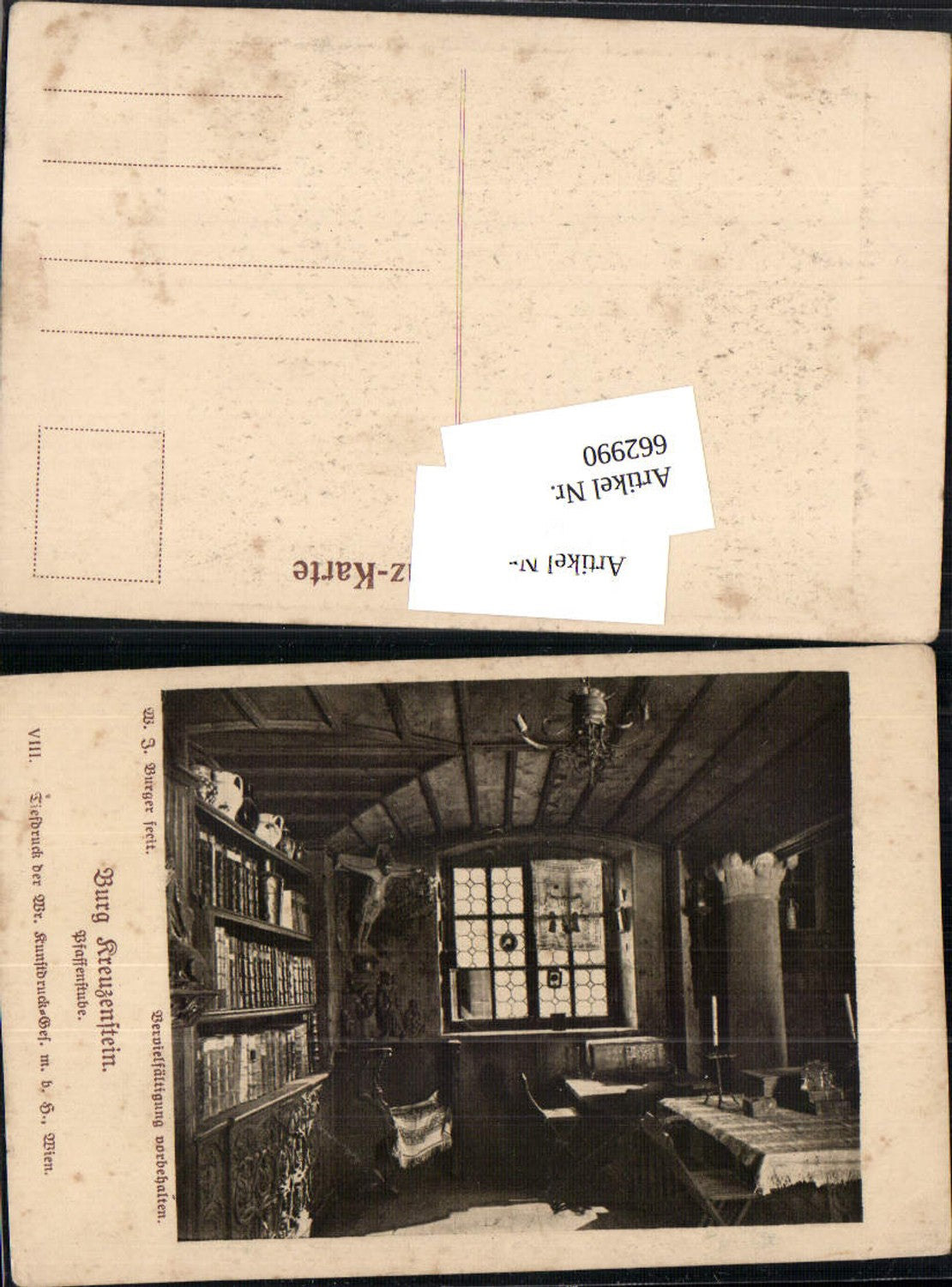 662990,W.J. Burger Burg Kreuzenstein bei Korneuburg Leobendorf Pfaffenstube