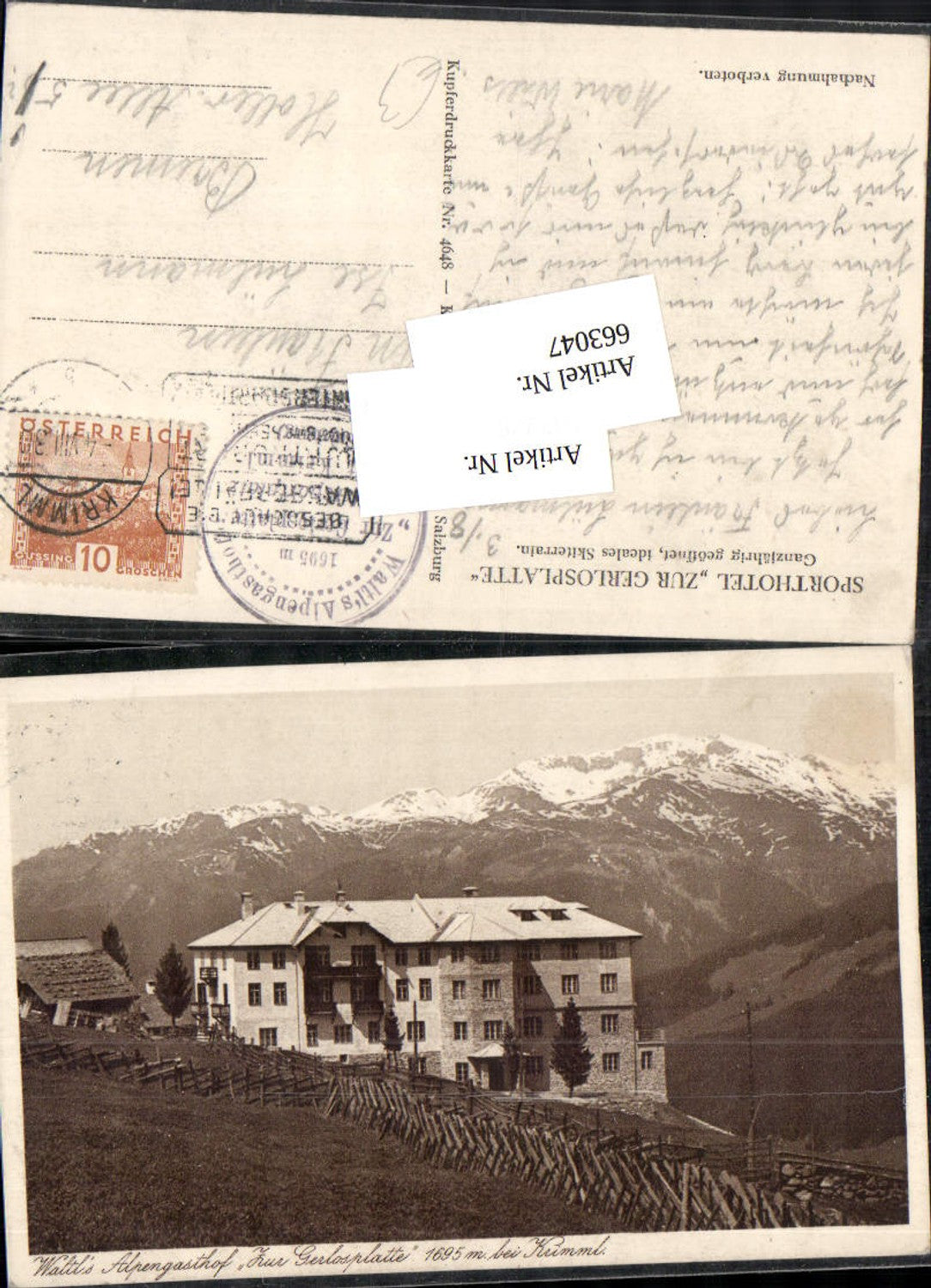 663047,Kaprun Waltls Alpengasthof Gerlosplatte Krimml