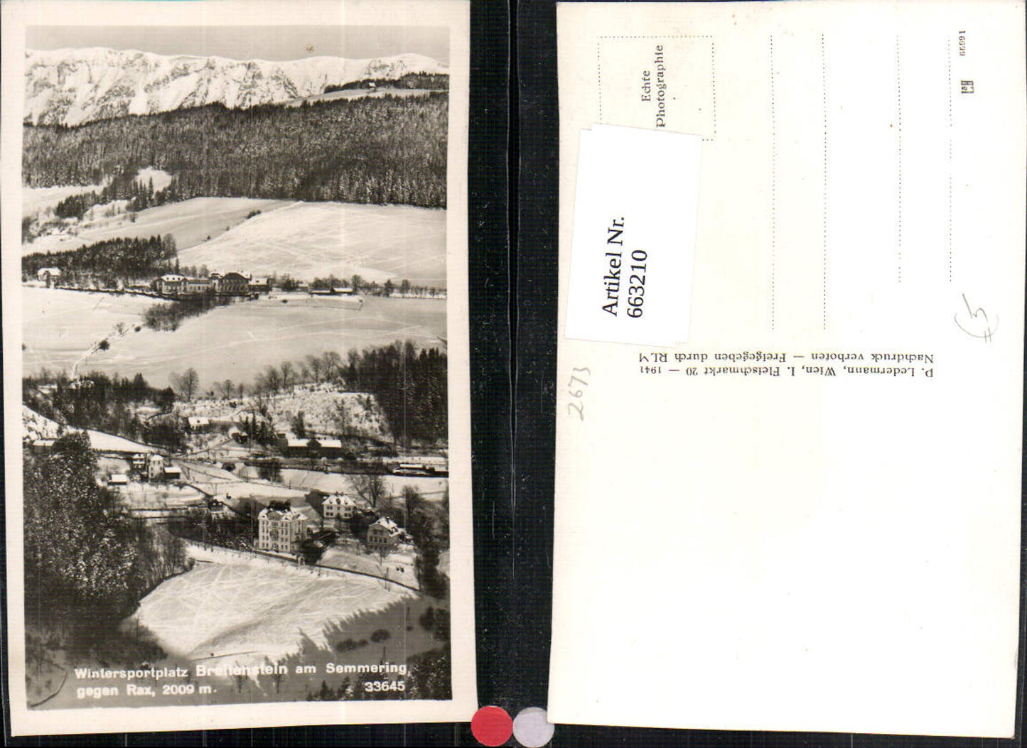 663210,Foto Ak Breitenstein a. Semmering geg. Rax Wintersport