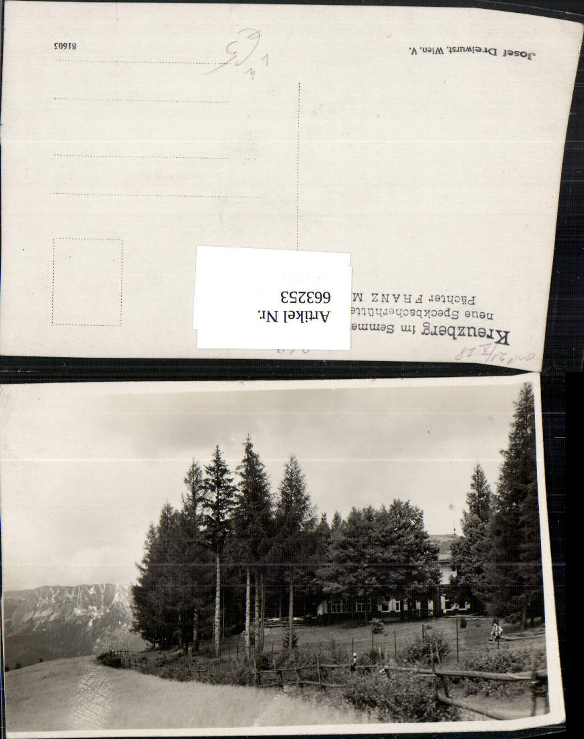 663253,Breitenstein Kreuzberg im Semmering Neue Speckbacherhütte pub Dreiwurst