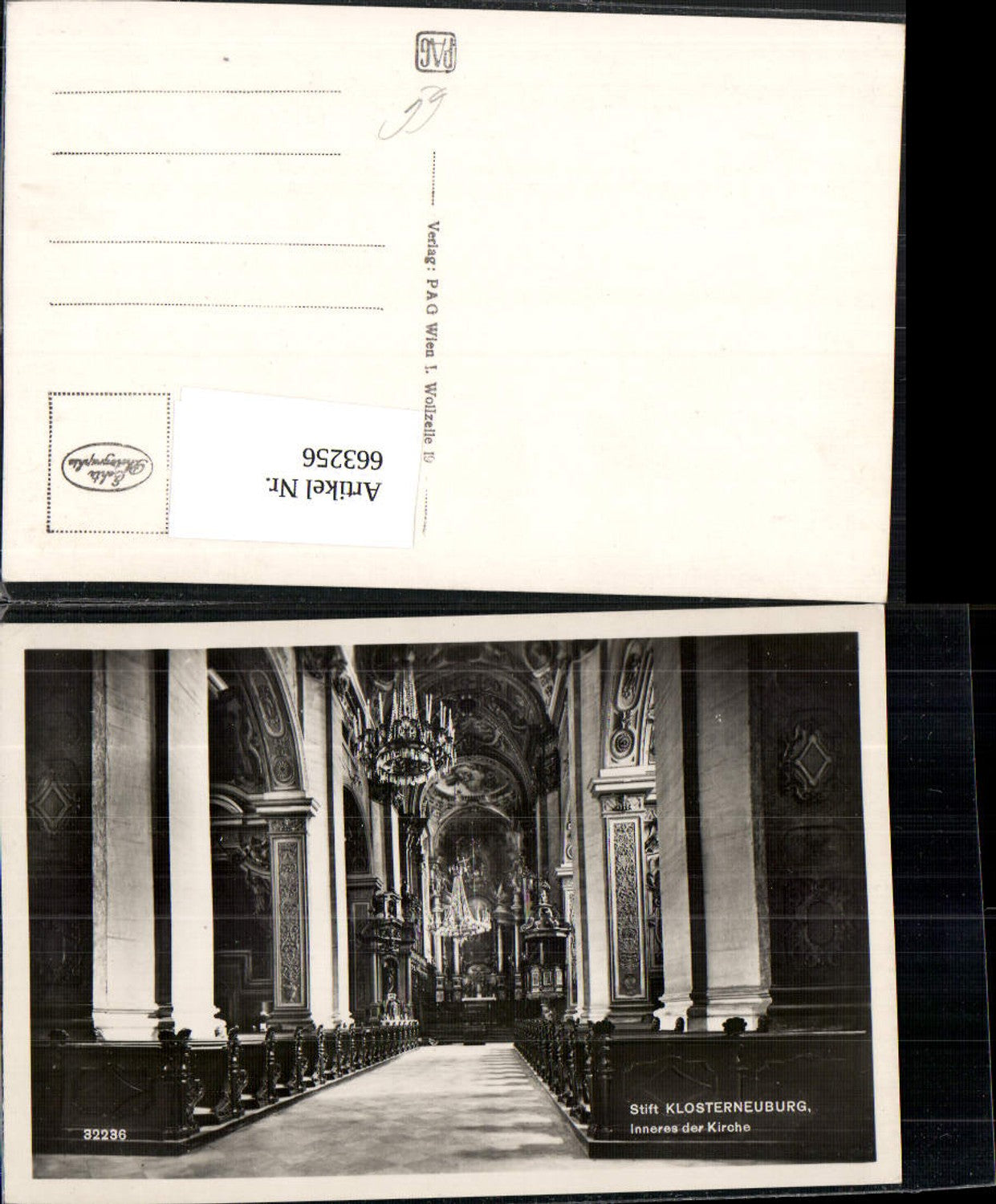 663256,Foto Ak Stift Klosterneuburg Inneres der Kirche