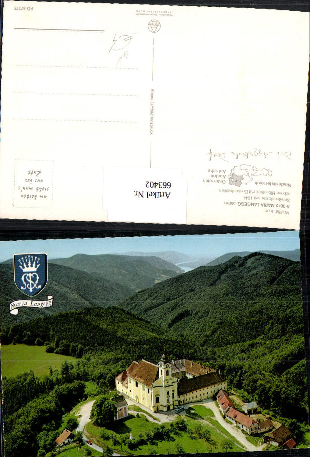 663402,Maria Langegg Kloster Bergern im Dunkelsteinerwald pub Alpine Luftbild FÖ 57275