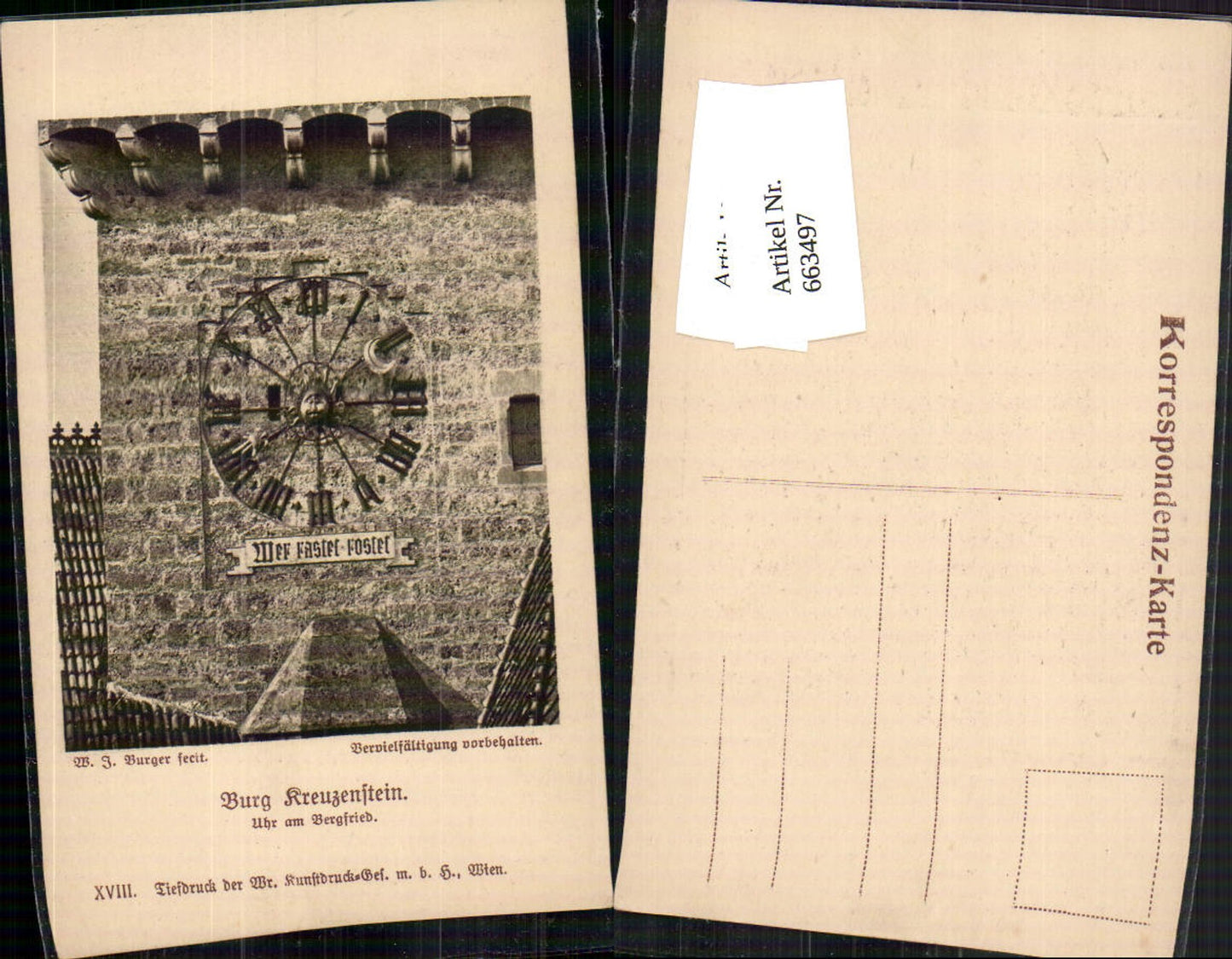 663497, W. Burger Burg Kreuzenstein bei Leobendorf Korneuburg