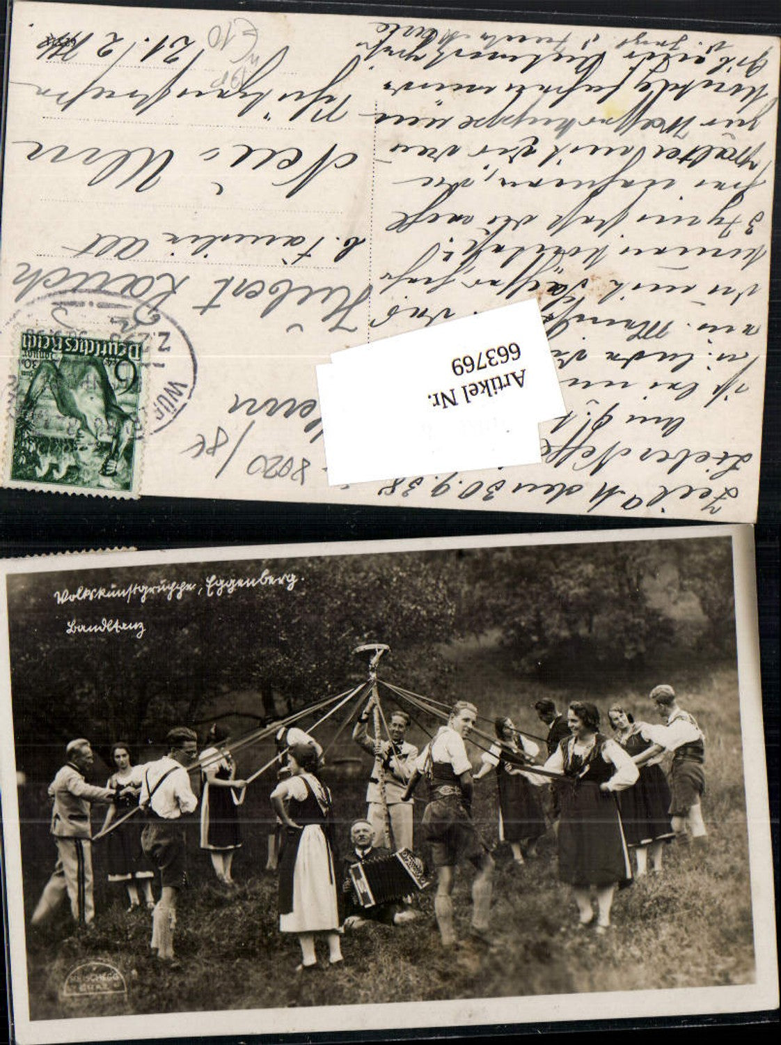 663769,Trachten Tracht Eggenberg Graz Volkstanzgruppe Ziehharmonika Bahnpost