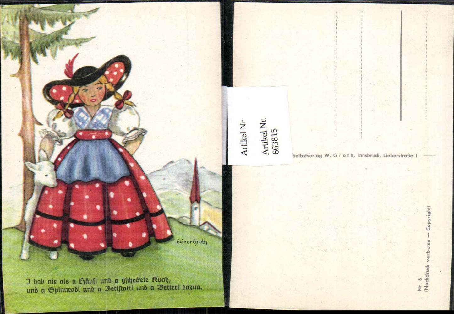 663815,Künstler AK Elinor Groth Kinder Mädchen Kind Tracht
