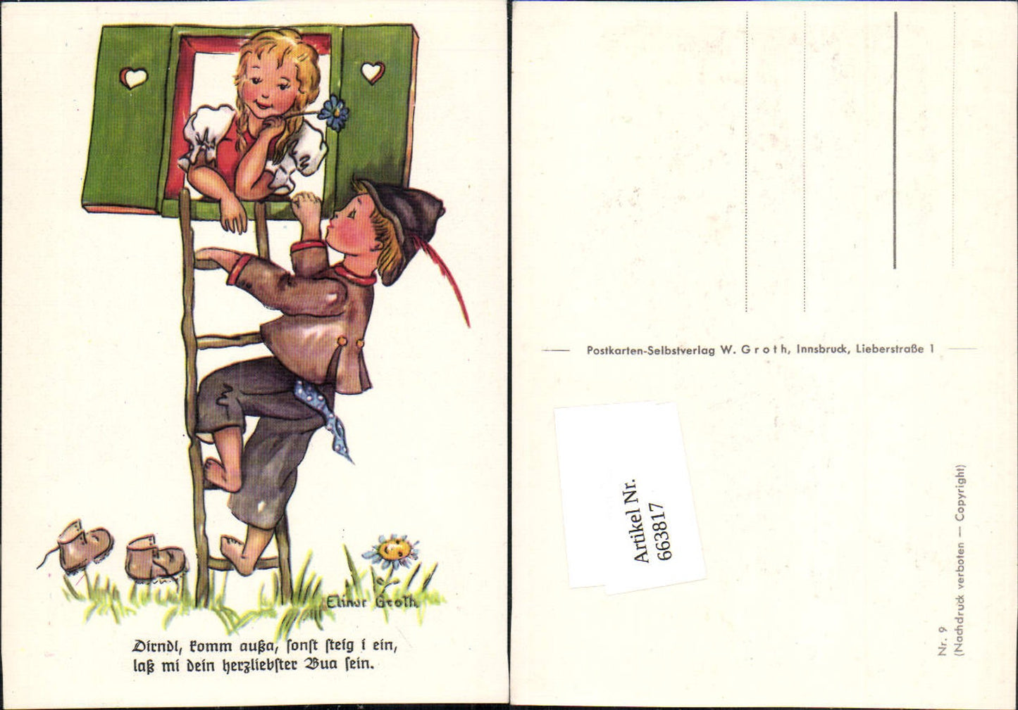 663817,Künstler AK Elinor Groth Kinder Mädchen Kind Tracht