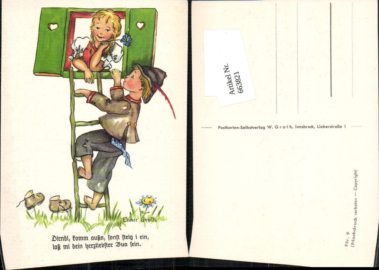 663821,Künstler AK Elinor Groth Kinder Mädchen Kind Tracht