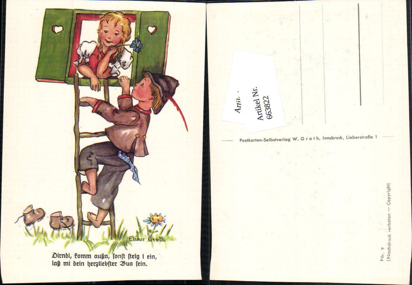 663822,Künstler AK Elinor Groth Kinder Mädchen Kind Tracht