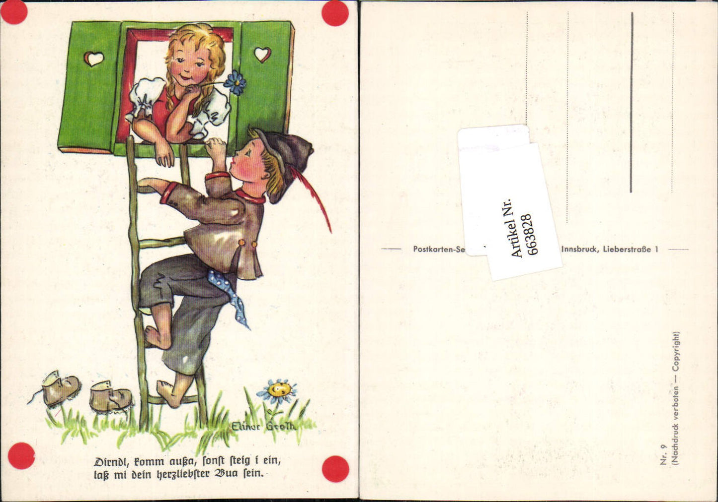 663828,Künstler AK Elinor Groth Kinder Mädchen Kind Tracht