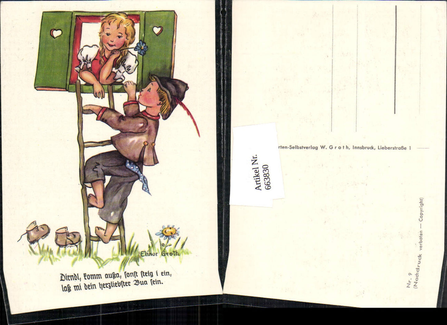 663830,Künstler AK Elinor Groth Kinder Mädchen Kind Tracht