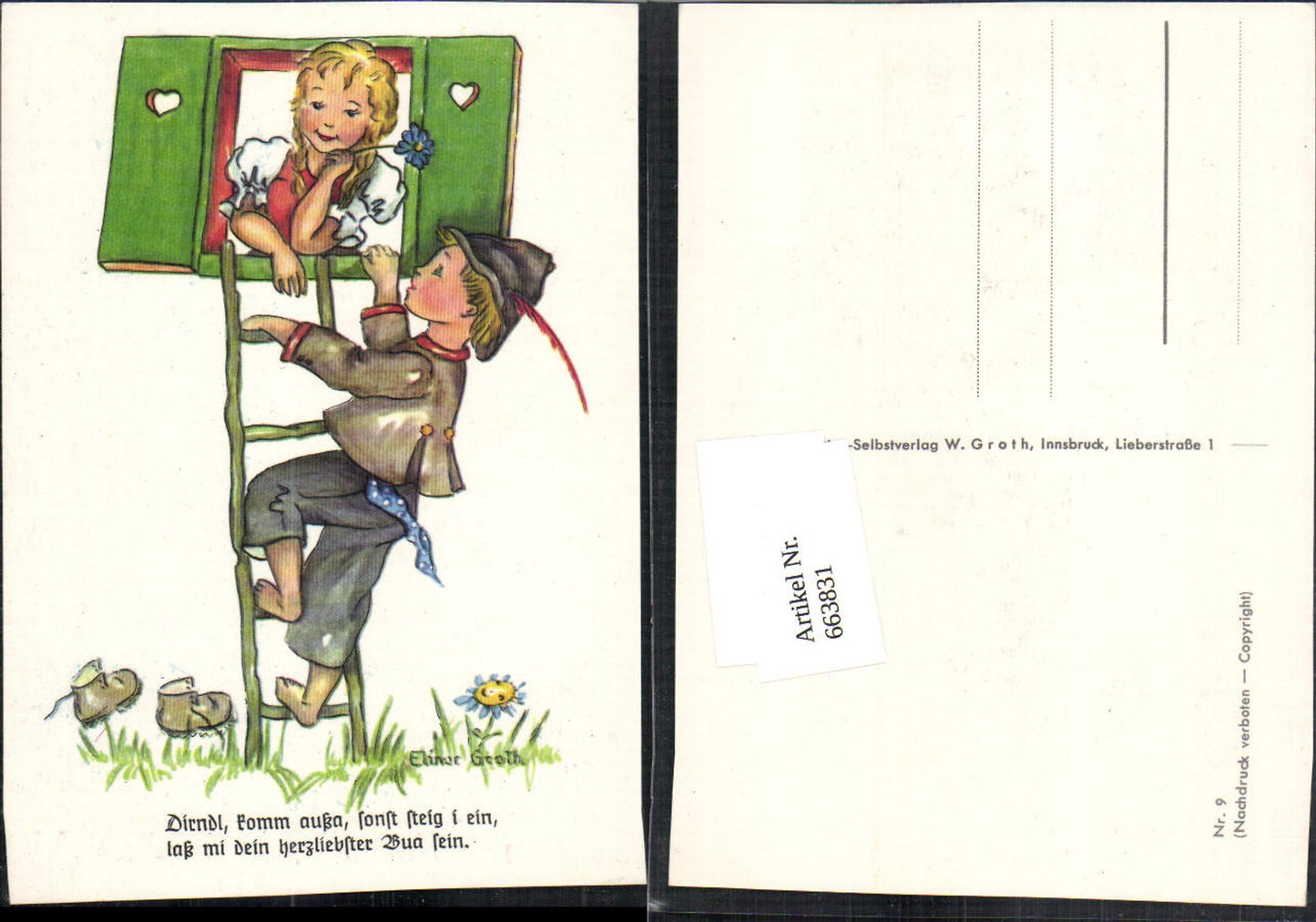 663831,Künstler AK Elinor Groth Kinder Mädchen Kind Tracht