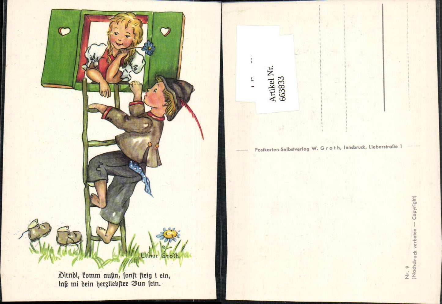 663833,Künstler AK Elinor Groth Kinder Mädchen Kind Tracht