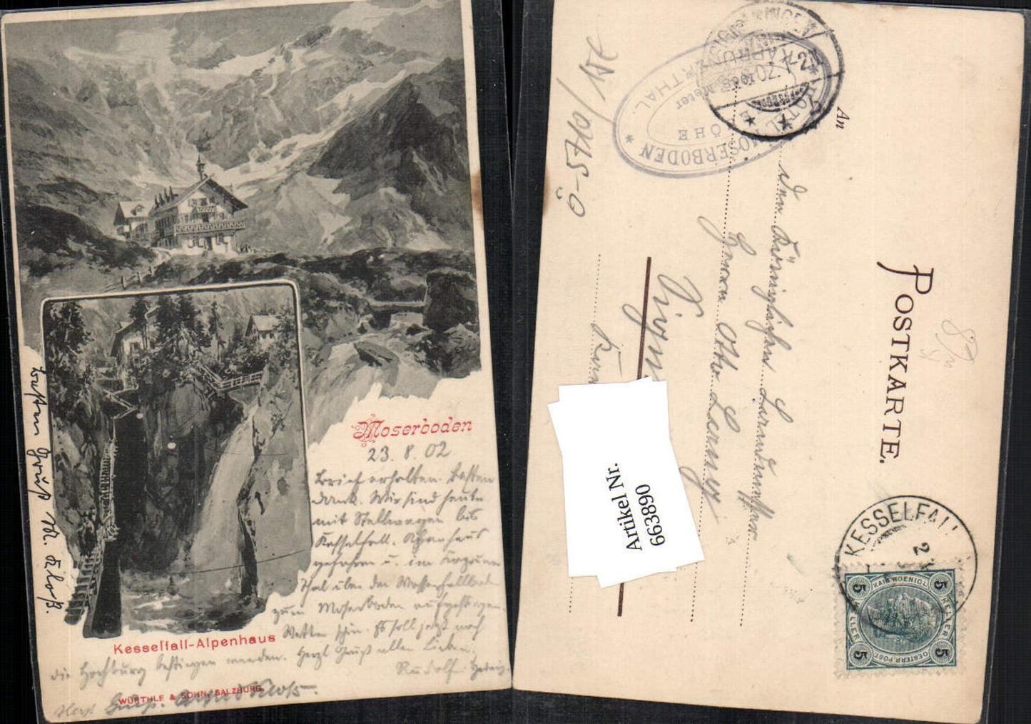 663890,Künstler AK E. T. Compton Moserboden Kaprun Kesselfall Zell am See