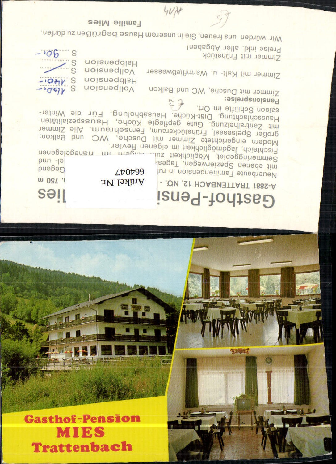 664047,Mehrbild Ak Trattenbach Gasthof Pension Mies