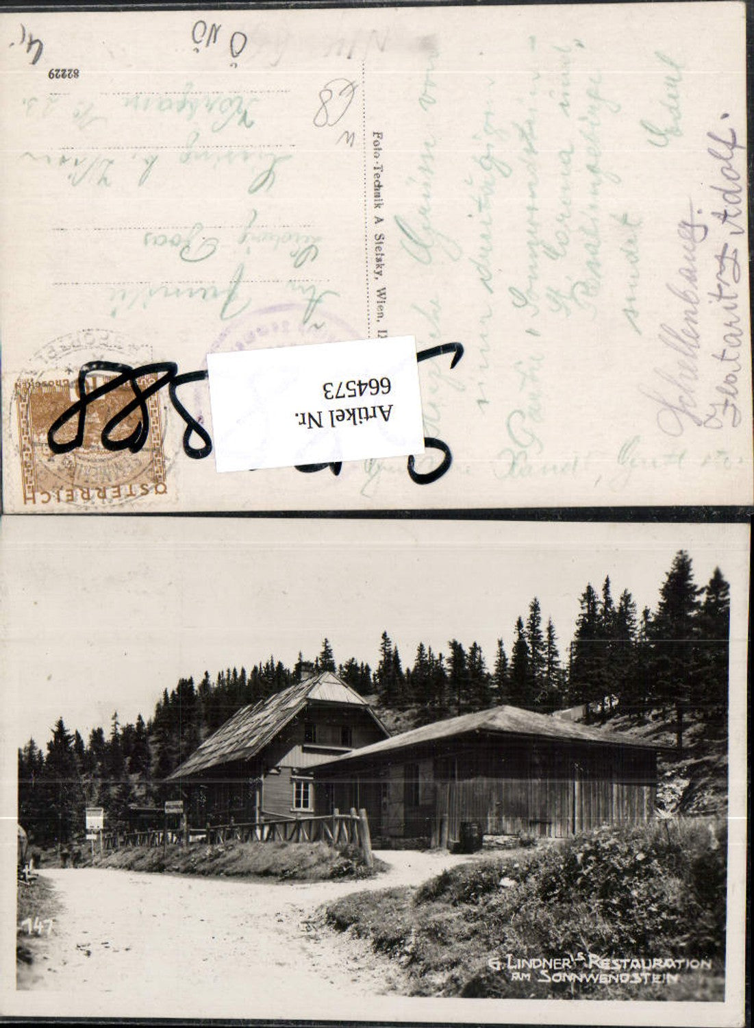 664573,Foto Ak Lindners Restauration a. Sonnwendstein Semmering