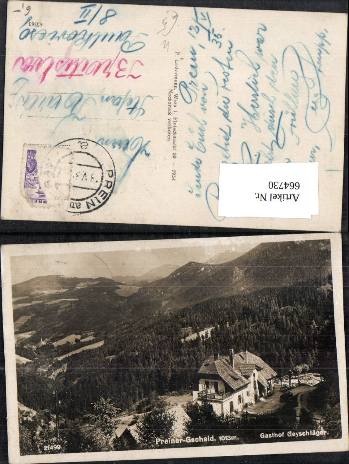 664730, Preiner-Gscheid Gasthof Geyschläger Reichenau an der Rax