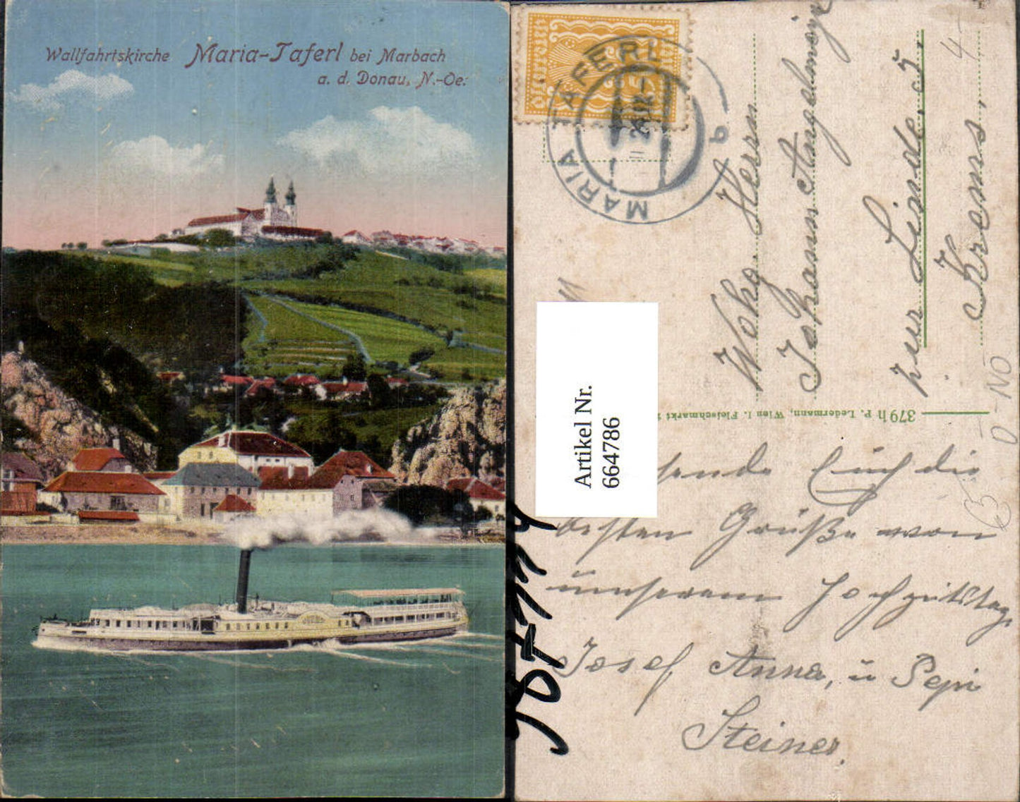 664786, Pilgrimage Church Maria Taferl near Marbach on the Danube, ship/steamer