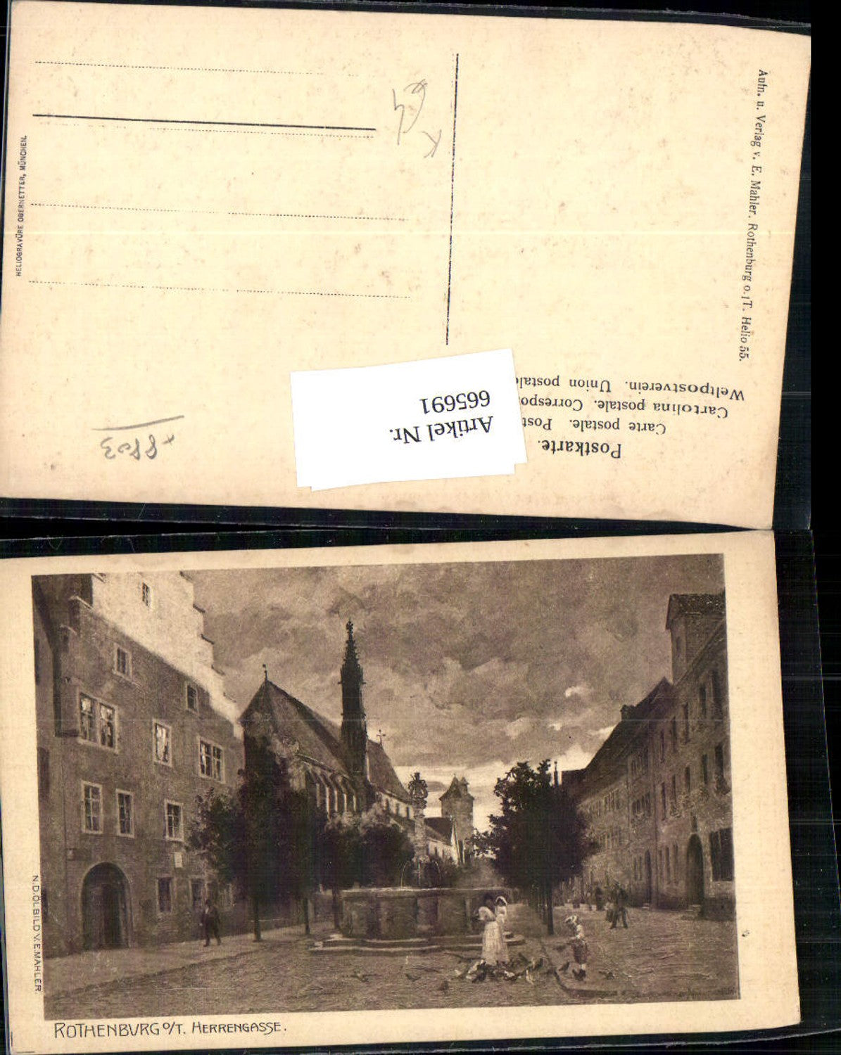 665691,Künstler AK E. Mahler Rothenburg ob der Tauber Herrengasse