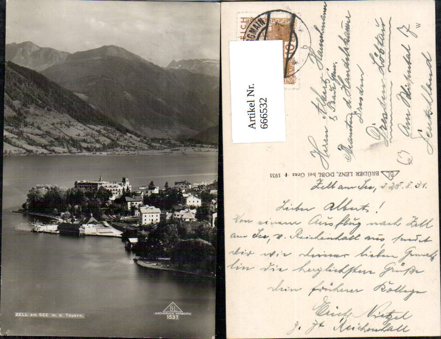 666532,Foto Ak Zell am See mit den Tauern