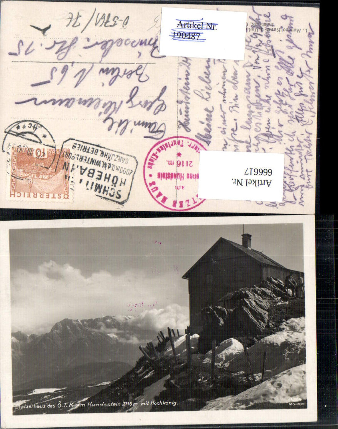 666617,Foto Ak Hinterthal Statzerhaus am Hundsstein mit Hochkönig