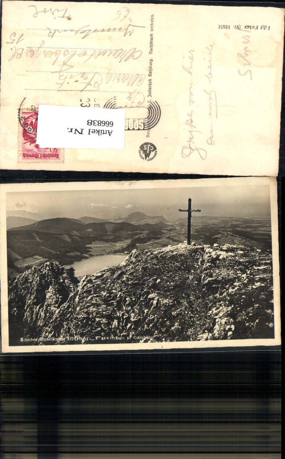 666838, Photo Ak Fuschl am See Schober summit cross g. Fuschlsee u. Gaisberg