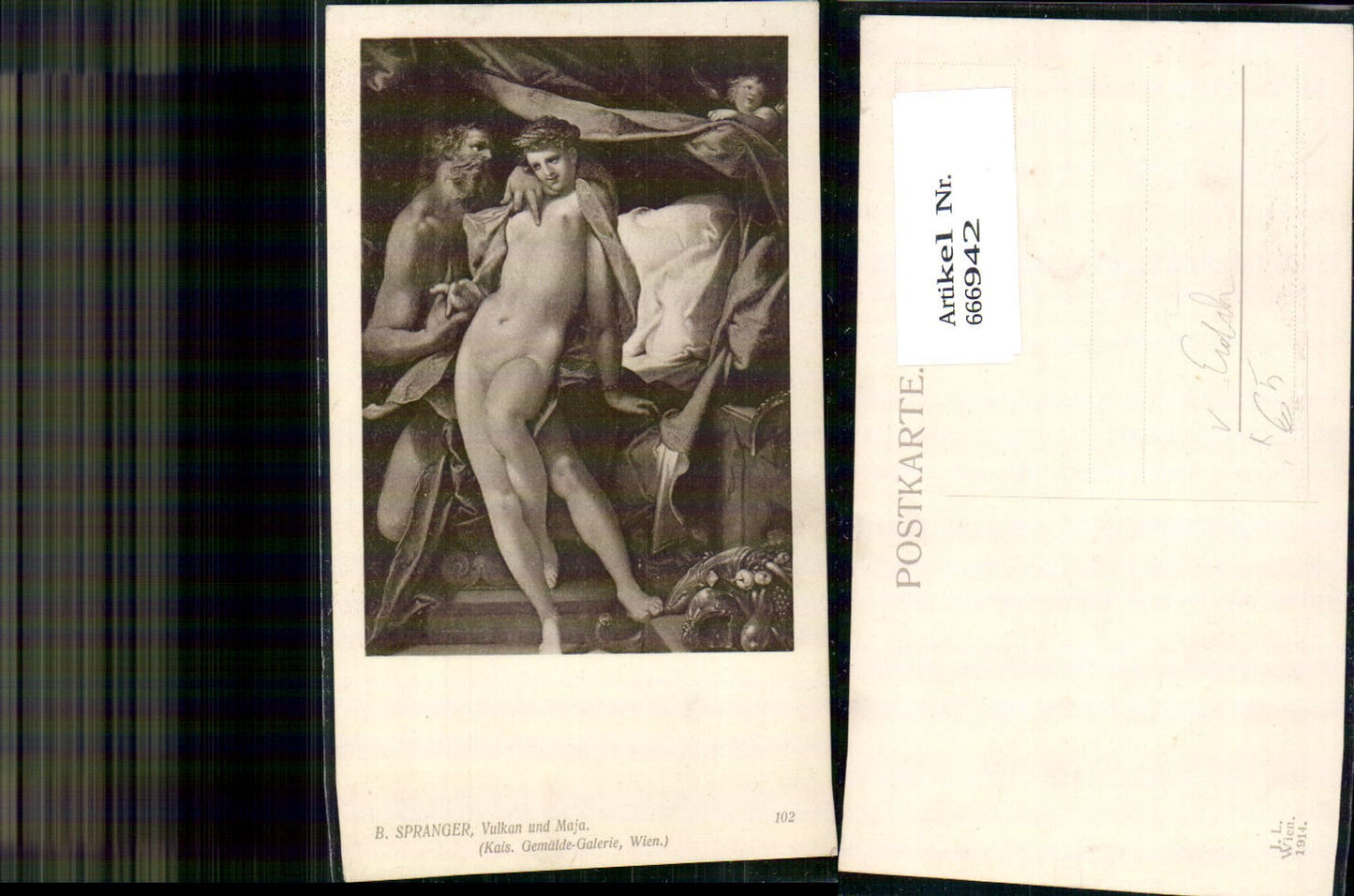 666942,Künstler Ak B. Spranger Vulkan u. Maja Erotik pub J. Löwy 102