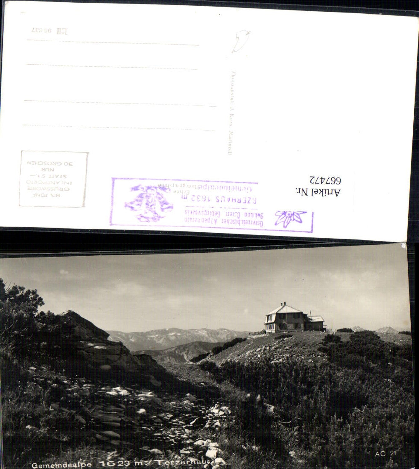 667472,Foto Ak Gemeindealpe Terzerhaus Mitterbach am Erlaufsee