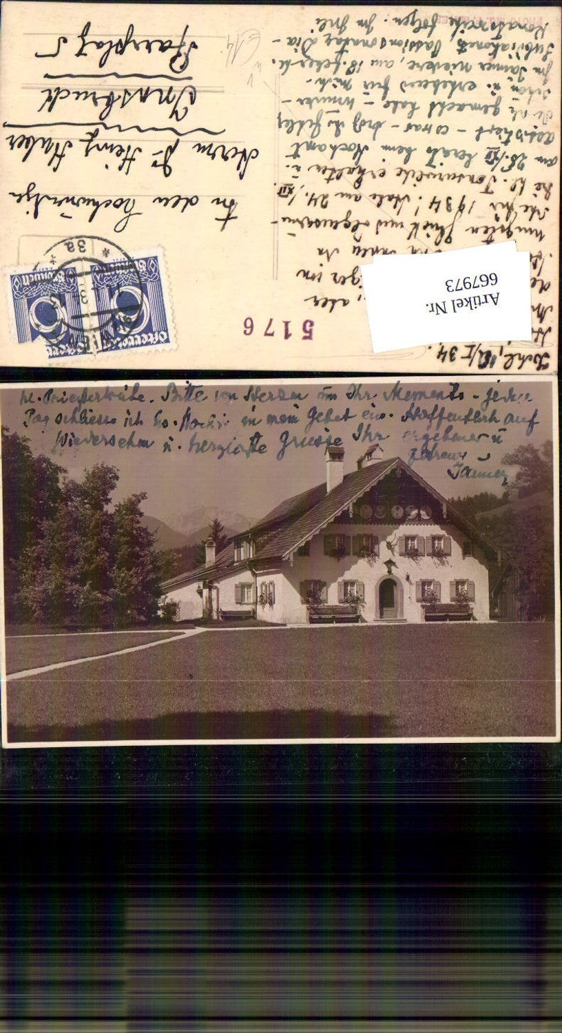 667973,tolle Foto-AK Bad Ischl Haus im Ort 1934 pub Prof. F. Maier