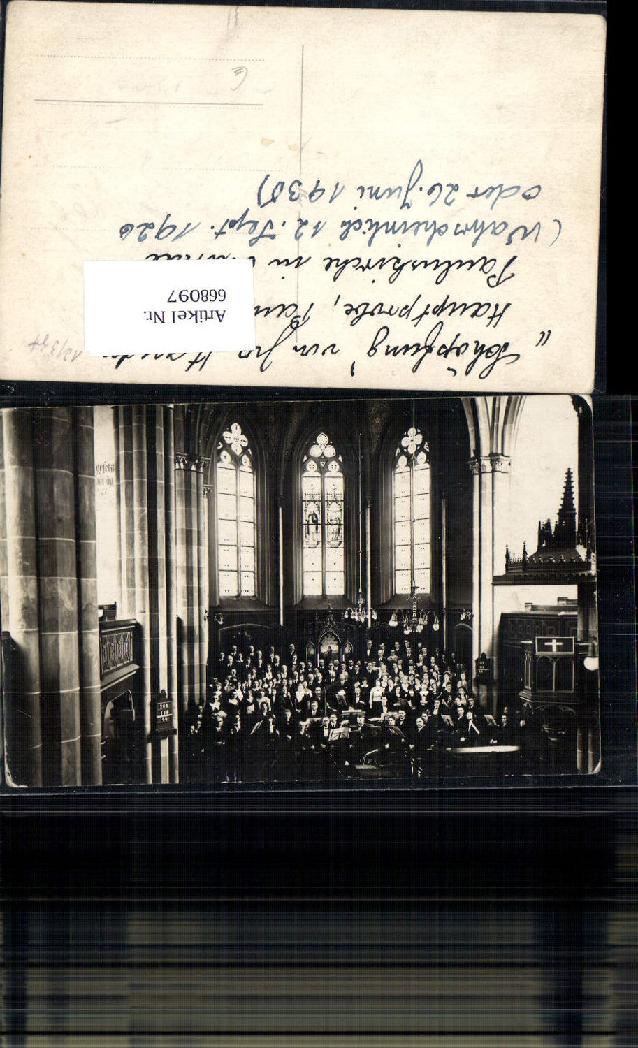 668097, Photo postcard Bünde Pauluskirche 1930 The Creation by Haydn