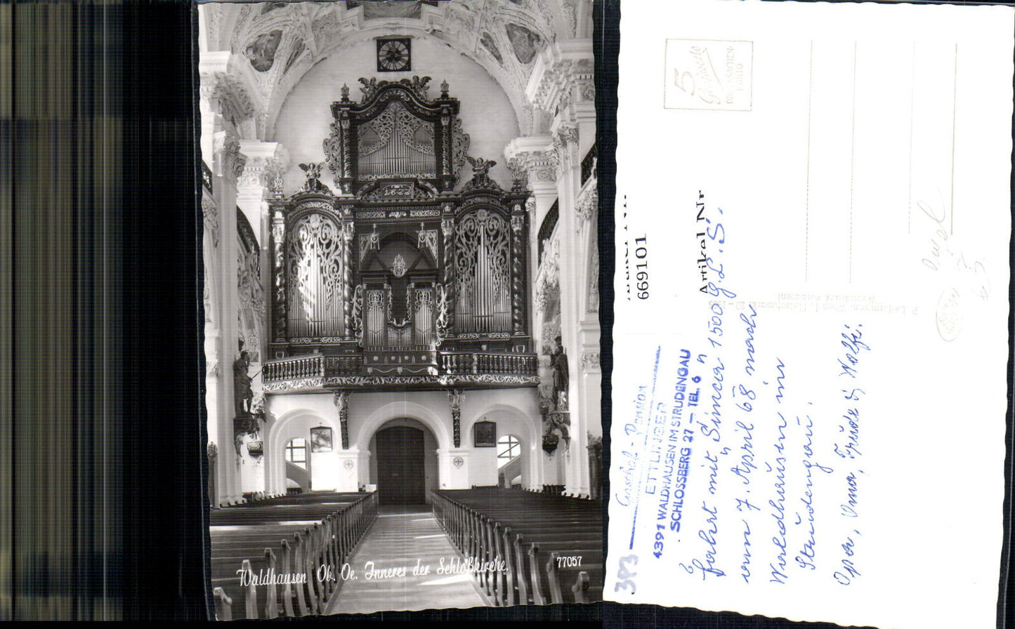 669101,Foto Ak Waldhausen im Strudengau Inneres d. Schlosskirche Orgel