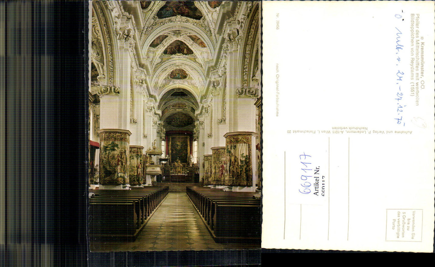 669117,Stiftskirche Kremsmünster Pfeiler d. Mittelschiffes Bildteppiche