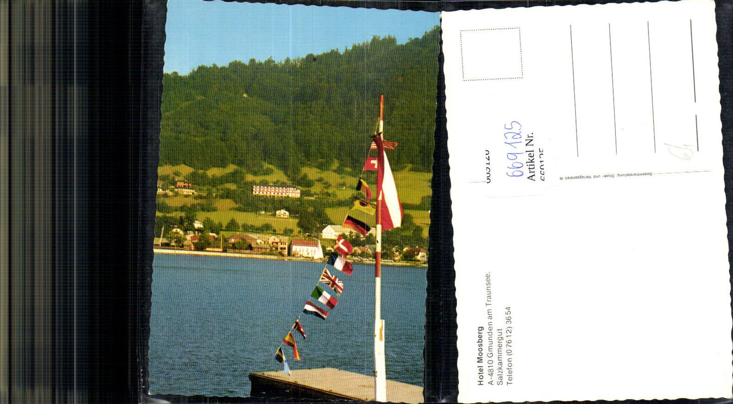 669125,Gmunden a. Traunsee Hotel Moosburg Fahne i. Vordergrund