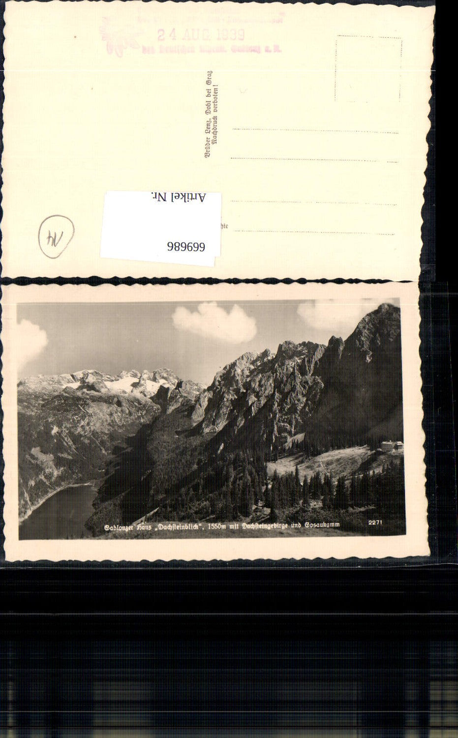 669686,Foto Ak Gosau Gablonzerhaus m. Dachsteingebirge