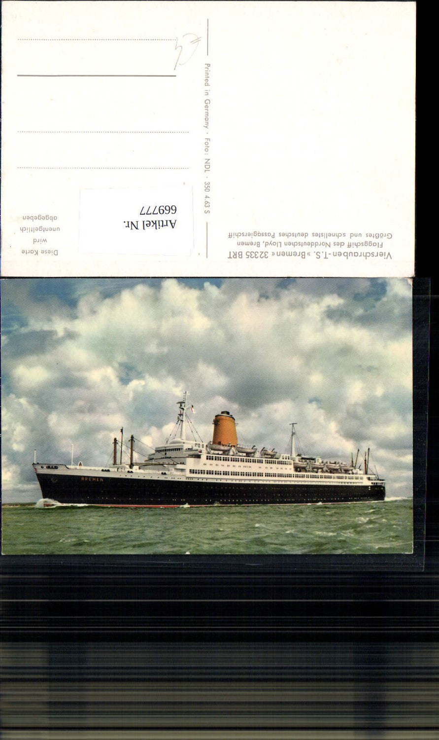 669777,Vierschrauben TS Bremen Lloyd Bremen Schiff Dampfer Hochseeschiff