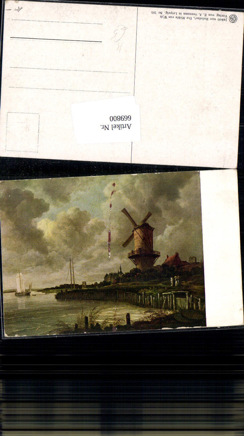669800,Künstler Ak Jakob de Ruisdael Die Mühle von Wyk Windmühle Bauwerk