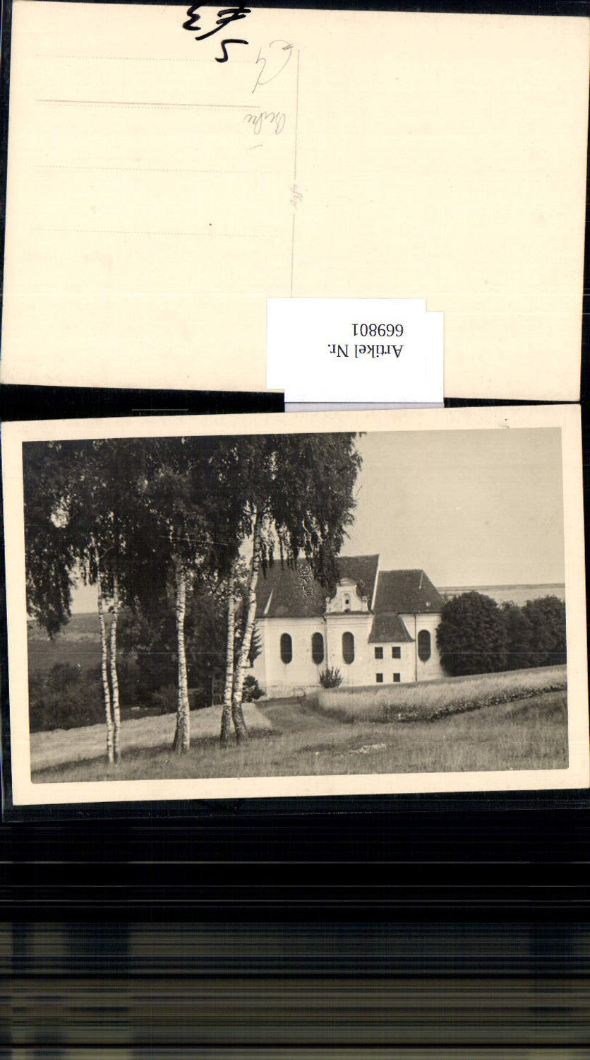 669801,Kirche Bauwerk mit Birken i. Vordergrund Bäume Flora